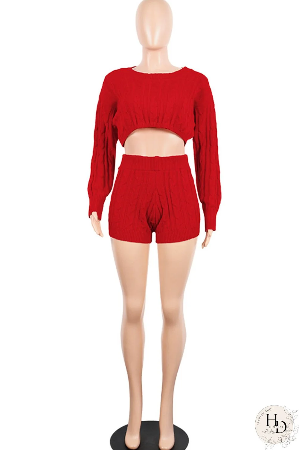 Orange Wool Europe and America Solid Two Piece Suits pencil Long Sleeve Two-Piece Short Set