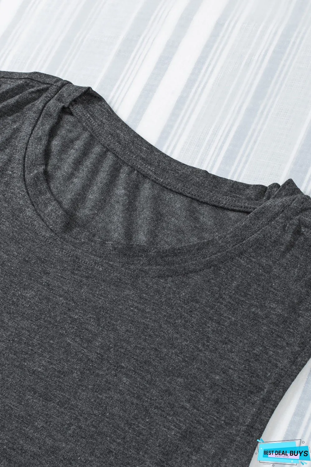 Solid Crew Neck Loose Tank Top
