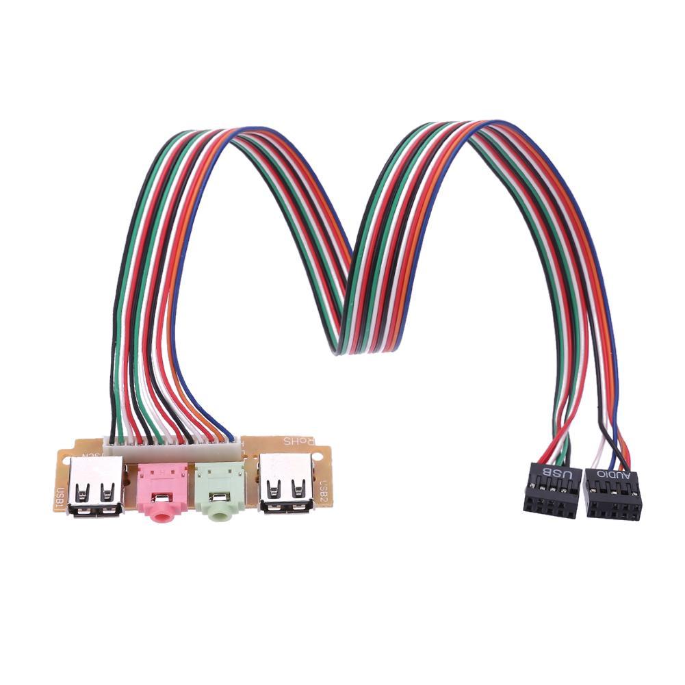 

2 USB 2.0 Ports PC Computer Case Front Panel USB Audio Mic Earphone Cable, 501 Original