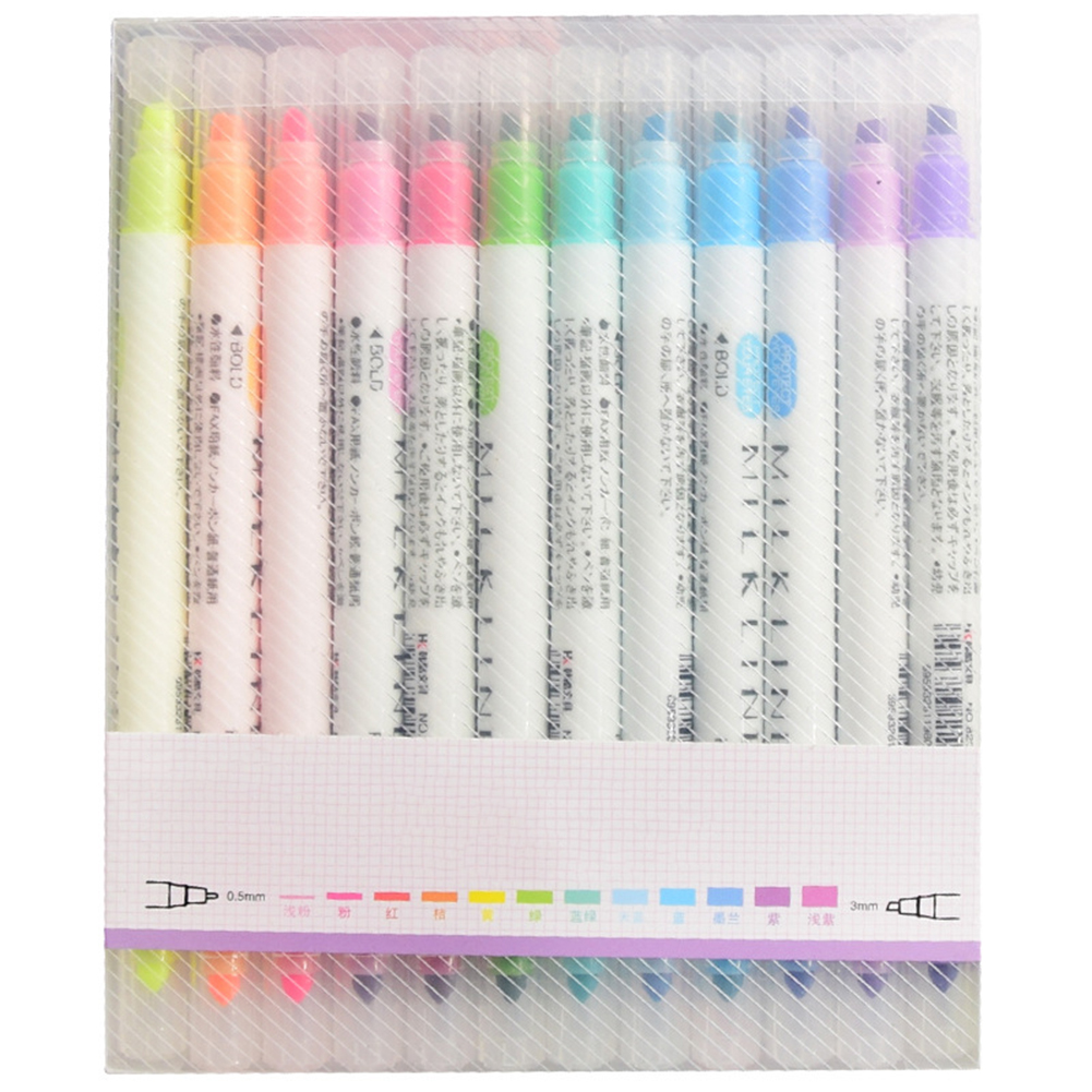

12Pcs Mildliner Highlighter Pen Double Headed Fluorescent Marker Drawing, 501 Original