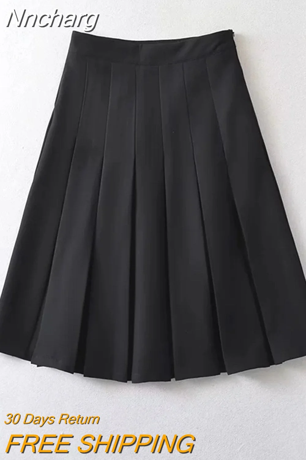 Nncharge Y2k Pleated Midi Skirts Summer Hight Waist Skirt Korean Fashion Gray Englant Style Side Slit Skirt Traf 2023 Women's Skirt