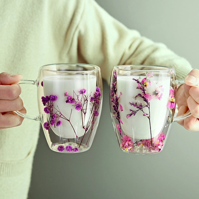 Casual Vacation Flower Borosilicate Glass Mug 1 Piece