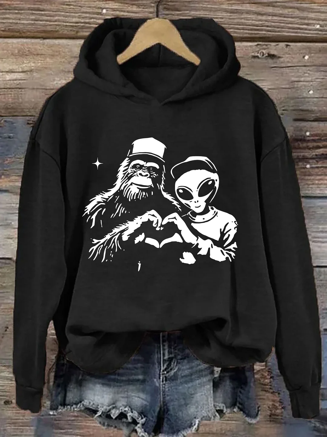 Bigfoot And Alien Hoodie