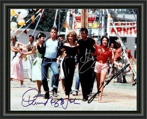 GREASE CAST SIGNED TRAVOLTA OLIVIA NEWTON JOHN - A4 Photo Poster painting POSTER -  POSTAGE