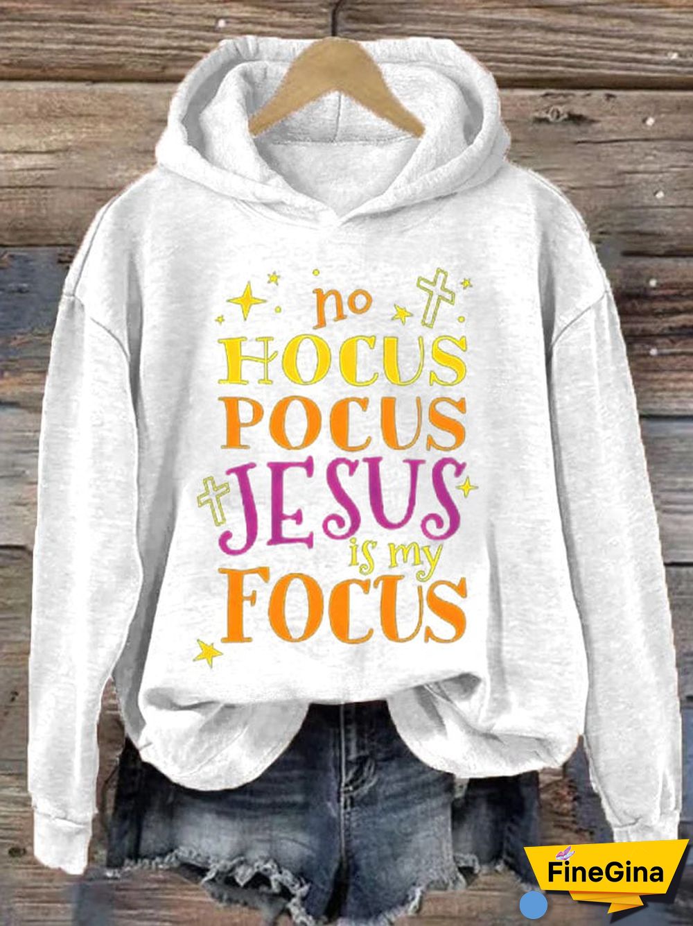 Women's No Hocus Pocus Jesus Is My Focus Halloween Hoodie