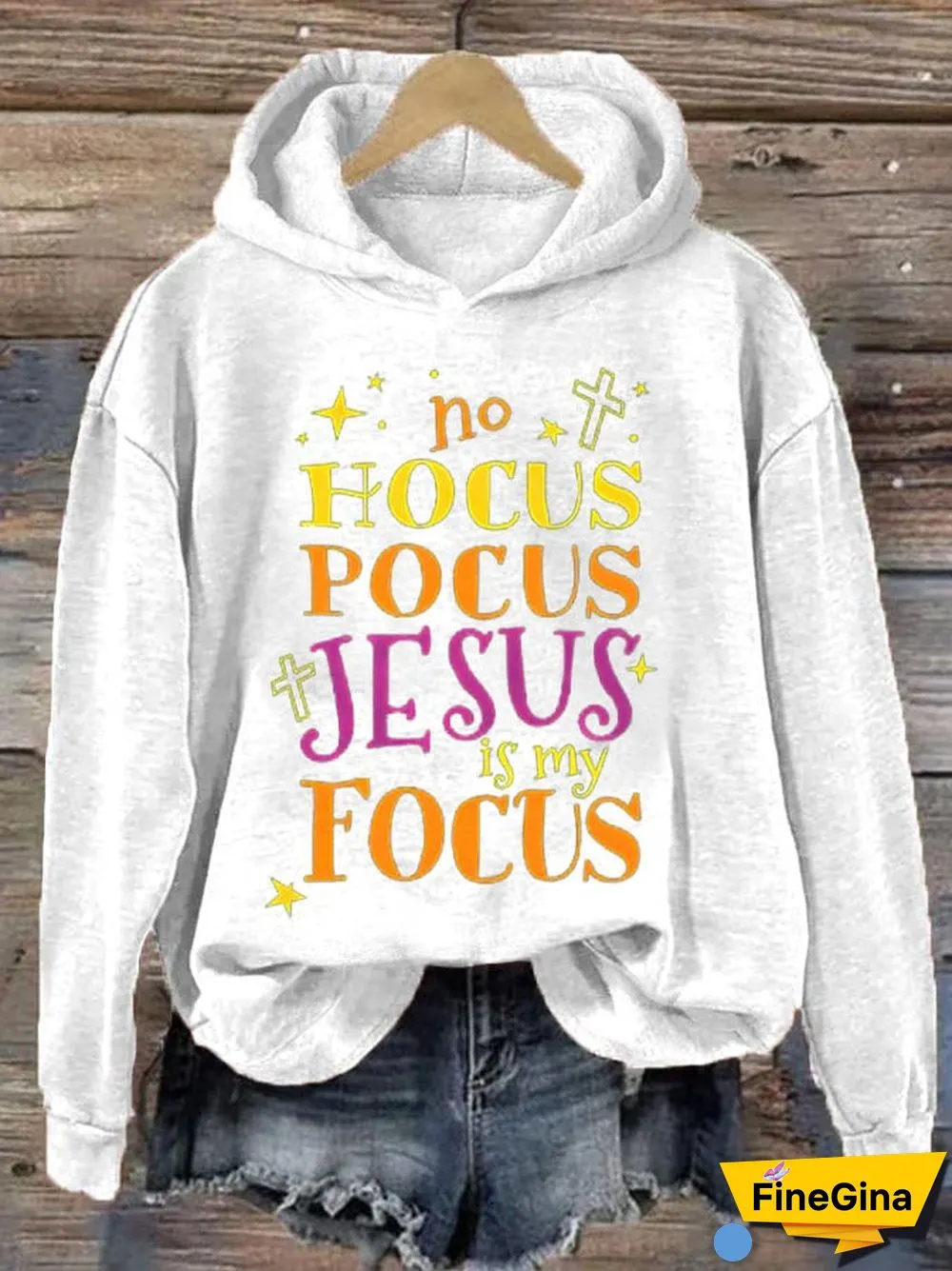 Women's No Hocus Pocus Jesus Is My Focus Halloween Hoodie