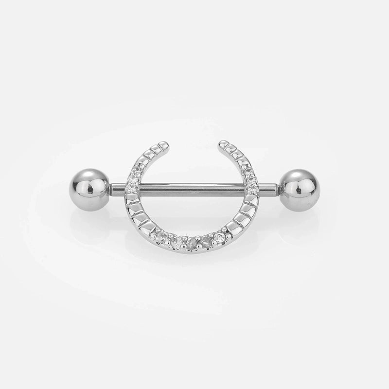 1 Piece Nipple Rings & Studs Sexy Modern Style Star Moon Leaves 316L Stainless Steel  Hollow Out Inlay Zircon 14K Gold Plated Nipple Rings & Studs