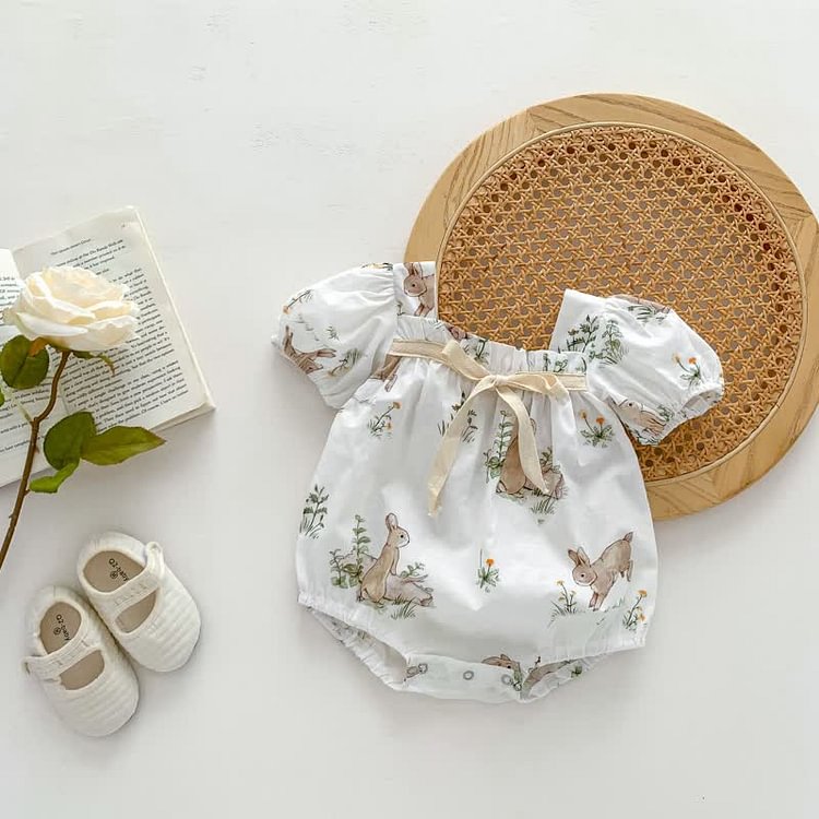 Baby Bunny Flower Vintage Square Neck Bodysuit