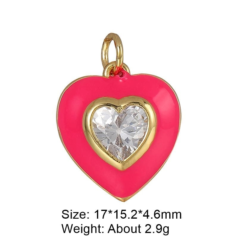 1 Piece 29 * 16mm Copper Artificial Gemstones Heart Shape Jewelry Accessories Pendant Chain