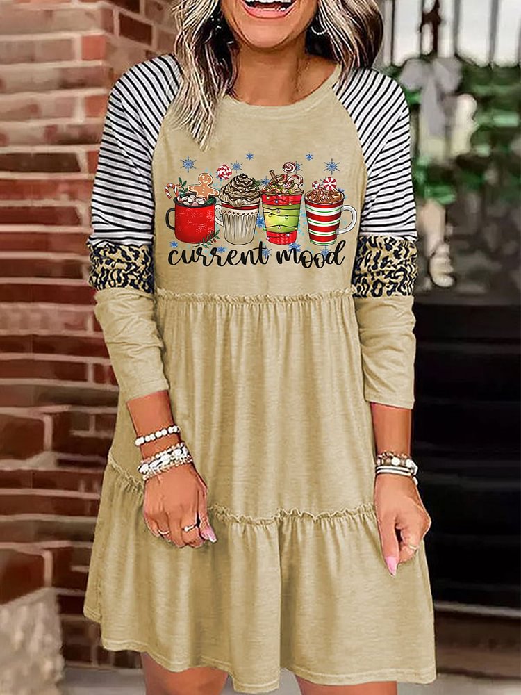 Current Mood Christmas Coffee Long Sleeve Dress
