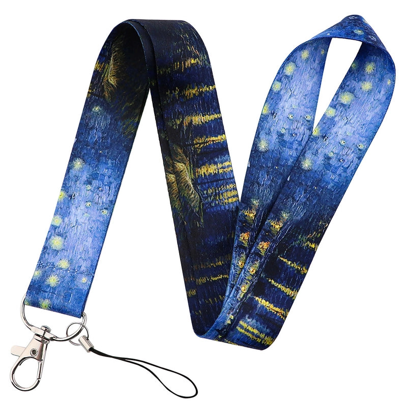Art Style Van Gogh Lanyard Card Cover Student School Card Bus Pass Shuttle Card Access Control Card Double-sided Printed Mobile Phone Strap
