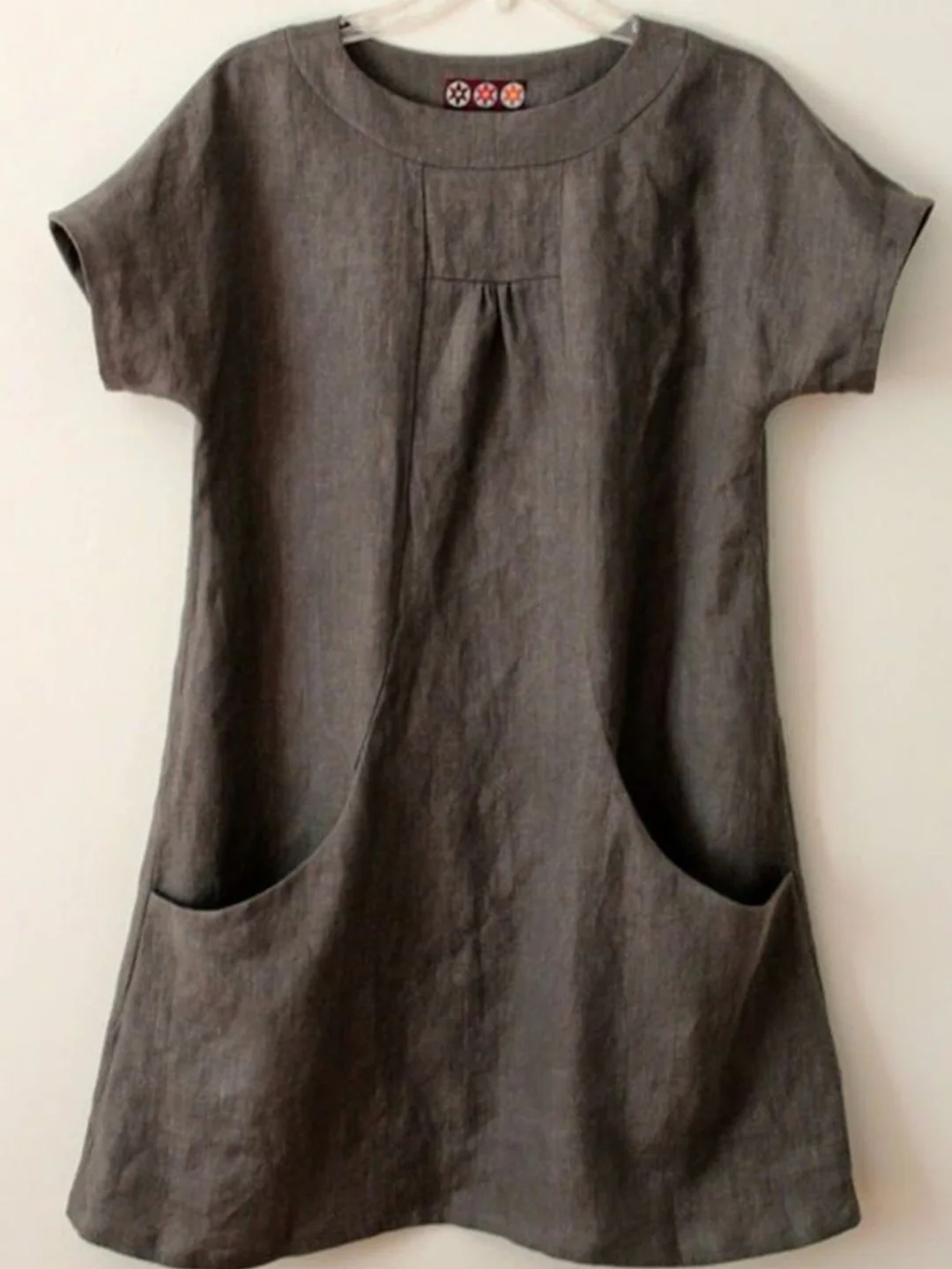 Short Sleeve Pockets Cotton-Blend Shirts & Tops Linen-Mixcun