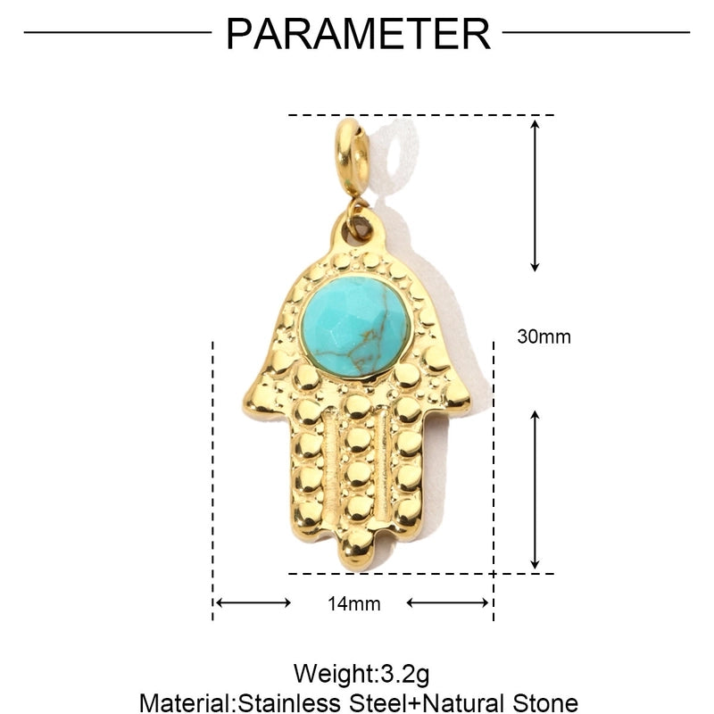 3 PCS/Package 15 * 33mm Titanium Steel Natural Stone Heart Shape Eye Pendant Jewelry Accessories