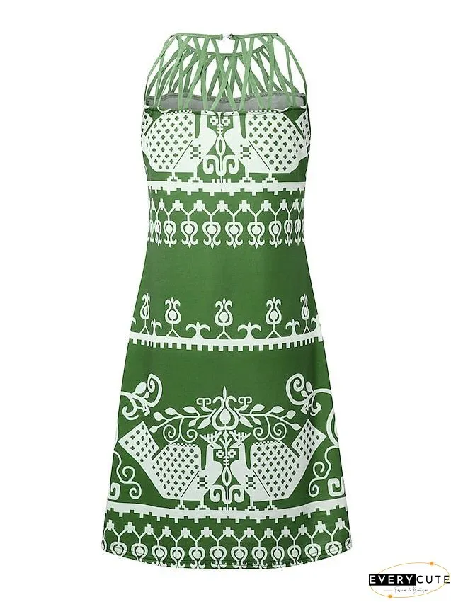 Casual Dress Shift Mini Black Green Dark Blue Sleeveless Floral Ruched Spring Summer