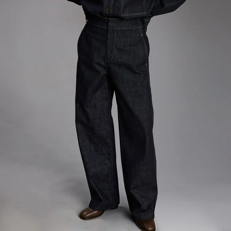 Casual Solid Denim Mid Rise Straight Leg Jeans 