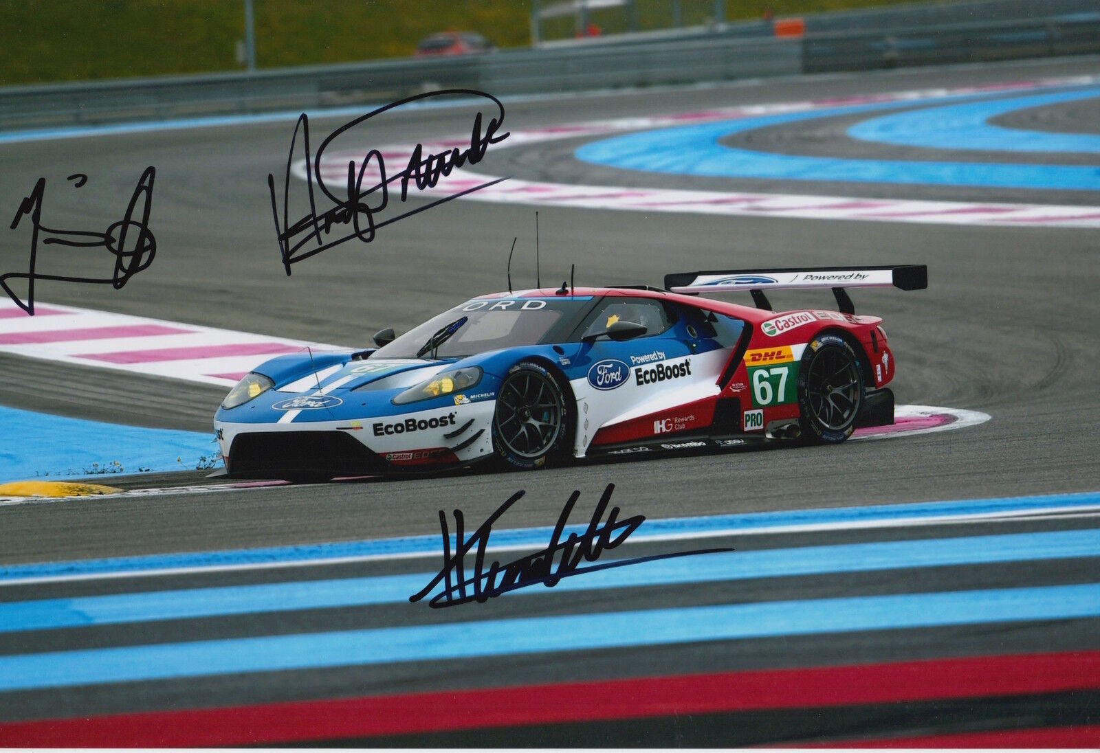 Franchitti, Priaulx, Tincknell Hand Signed Ford GT 12x8 Photo Poster painting 2016 Le Mans 7.