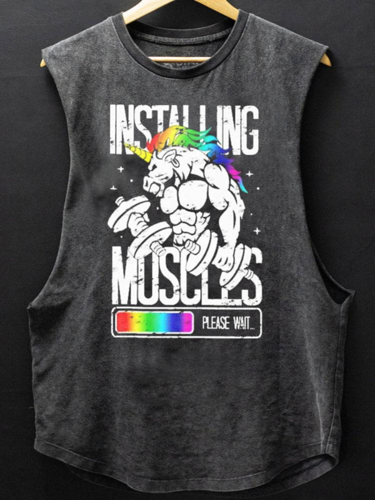 BrosWear Unicorn Gym Installing Muscles Scoop Bottom Cotton Tank