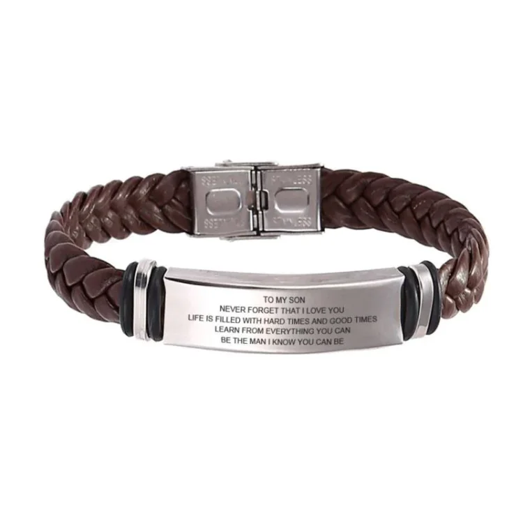 For Son - Be The Man I Know You Can Be Brown Leather Bracelets