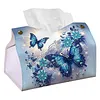 Blue Butterfly DIY PULeather Diamond Painting Tissue Box for Adults Beginners Gem Art Painting Napkin Holder for Living Room Bedroom Bathroom Table Decor