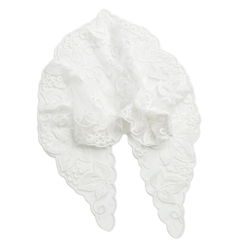 White Lace Flower Triangular Binder Bandana Headband Spring Atmosphere Photo Tied Hair Scarf 2024