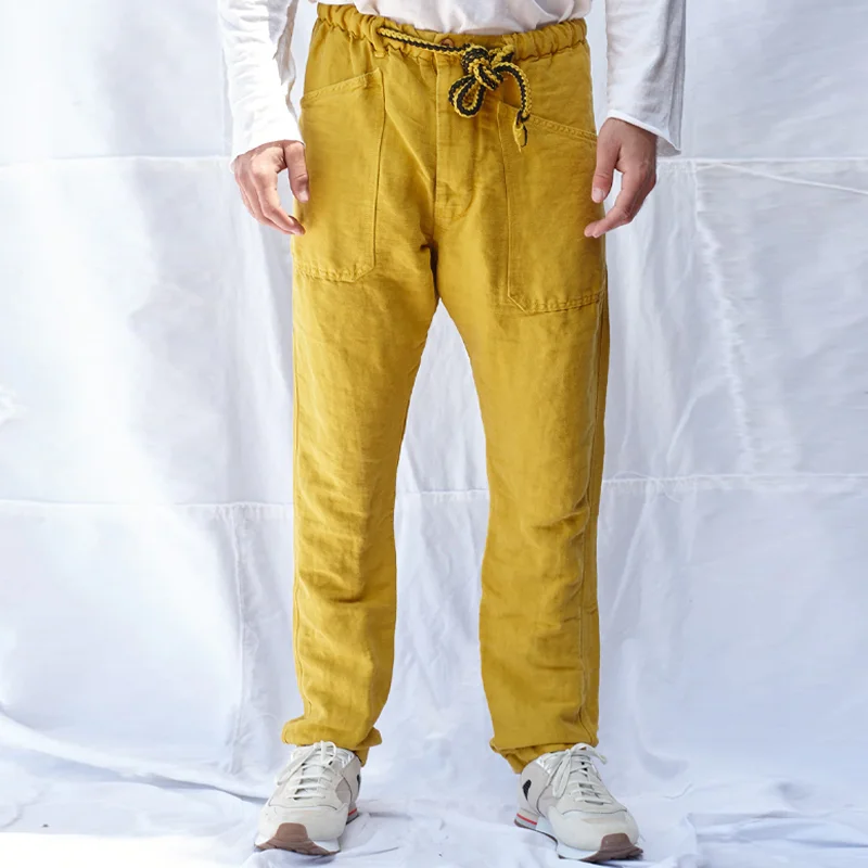Turmeric Linen Elasticated Drawstring Pants