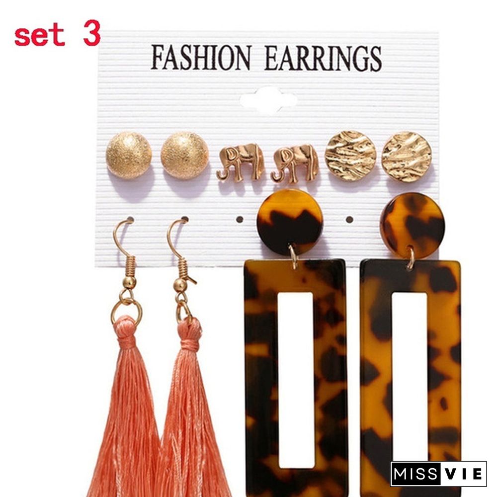 Styles New Tassel Acrylic Earrings For Women Bohemian Set Big Geometric Drop Earring