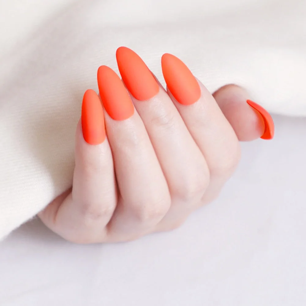 24Pcs Matte Dark Brown Artificial Fake Nails Long Stiletto False Nails For Design DIY Fingernails Art Tip Manicure Tool-Nail Inspo