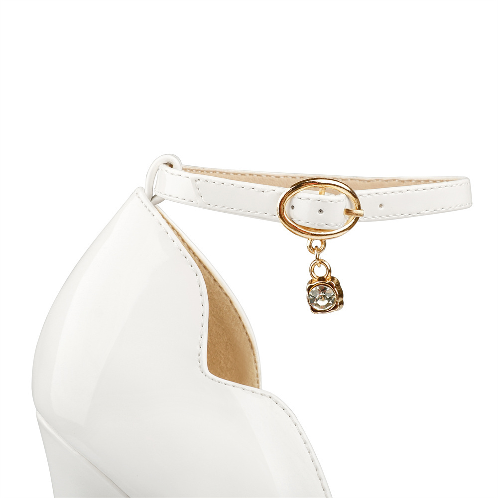 120mm Red Bottom Pendant Elastic Strap Slingback Sandals Peep Toe Platform Stilettos Patent Heels-MERUMOTE