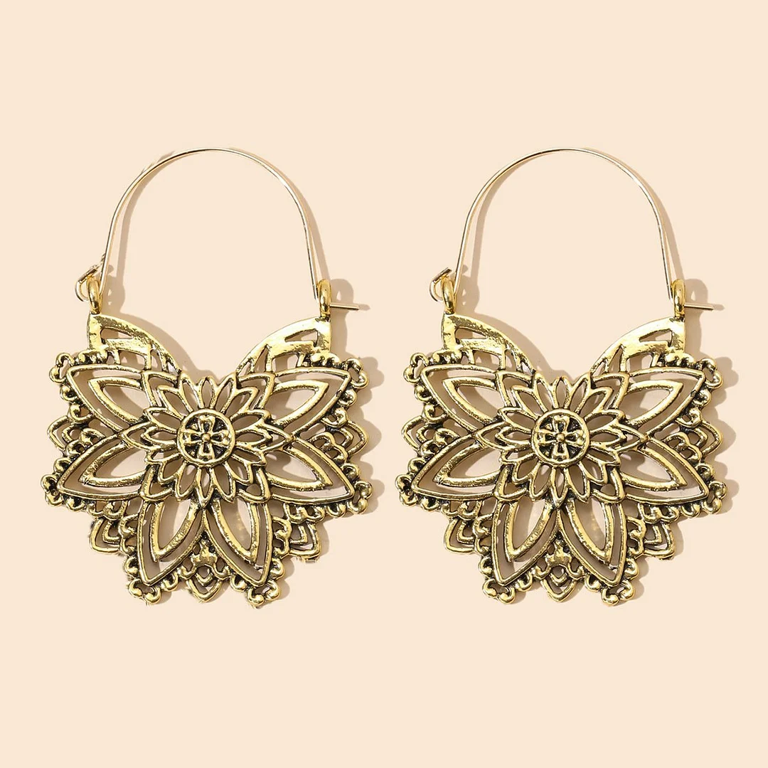 Women plus size clothing Bohemia Flowers Hollow Earrings Wholesale Cheap Jewelry-Nordswear