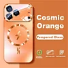 Thunder Cosmic Orange Magnetic Phone Case for IPhone 17 Pro Max Air 13 14 15 16 Pro Max Matte Casing Hard Shockproof Cover