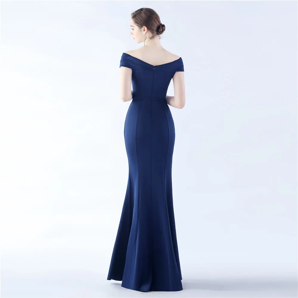 Classic Satin Off Shoulder Long Evening Dress - Elegant & Timeless - Ootddress