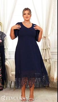 navy blue lace dress plus size Navy V-Neck Long Sleeves Lace Appliques Chiffon Prom Dress