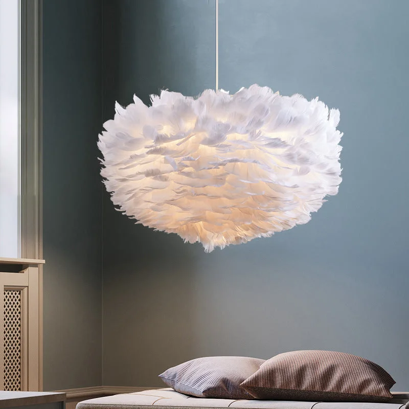 Nordic Design Feather Pendant Lights Lighting Fixture For Bedroom