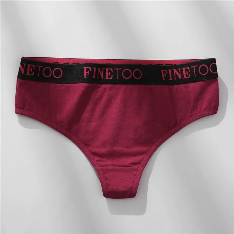 FINETOO M-XL G-string Cotton Panties For Women Letter Waist Underwear Female Underpants Comfortable Thongs Women Lingerie