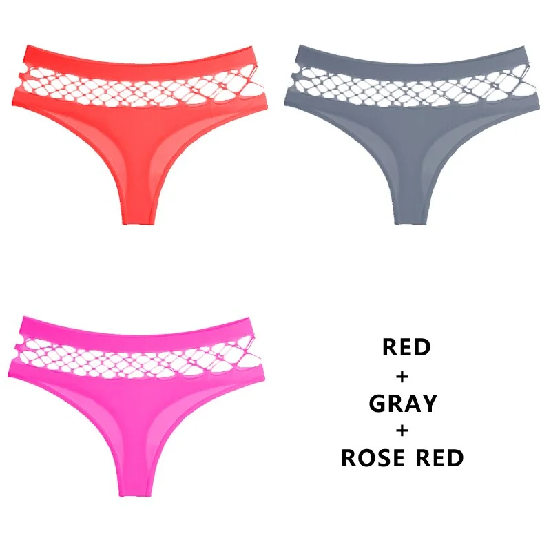 CINOON 3Pcs/Lot Hollow Out Lingerie Seamless Sexy Panties Women Elasticity Underwear Temptation Middle-waist G String Underpant