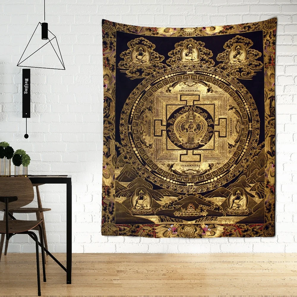Antique Abstract Flower Illustration Tapestry Wall Hanging Bohemia Art Print Tapestry Room Home Decoration