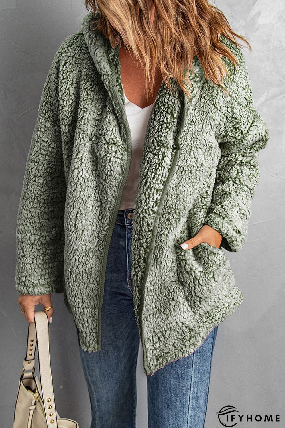 Fleece Thickened Hooded Jacket Women's Mid-length Loose Casual Jacket | IFYHOME