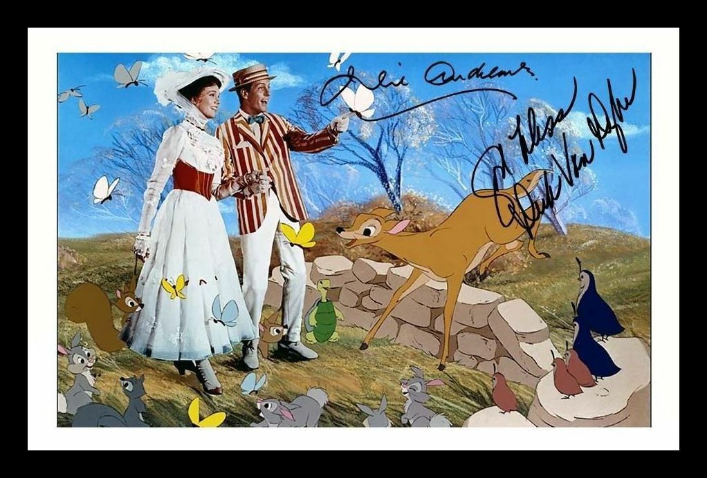 Julie Andrews & Dick Van Dyle - Mary Poppins Signed & Framed Photo Poster painting 1