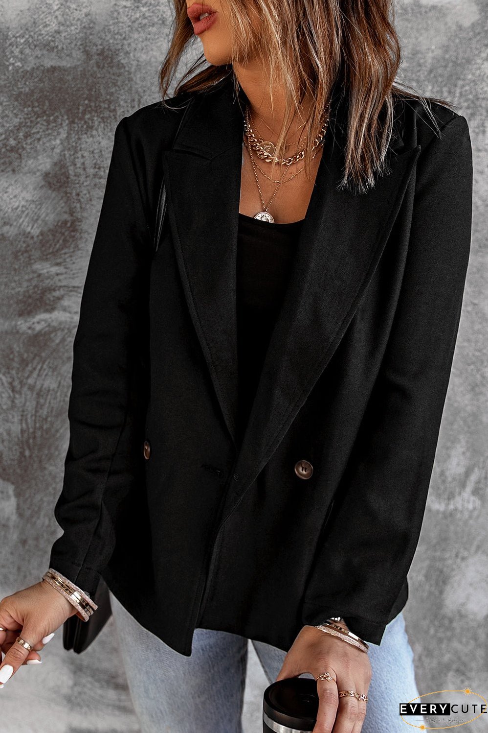 Solid Color Long Sleeve Blazer