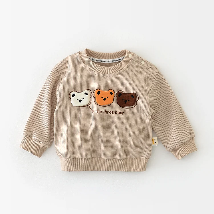 THE THREE BEAR Baby Cartoon Waffle Cute Sweatshirt