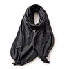Plain Colors Tassels Unisex Scarf Team Event Anniversary Shawl