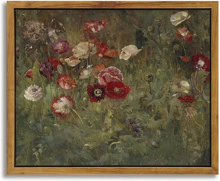 InSimSea Framed Canvas Wall Art Vintage Decor, Flowers Large Wall Art Prints, Flowers Art Modern Farmhouse Decor, Botanical Wall Art Painting for Office, Bedroom Bathroom Office home Decor