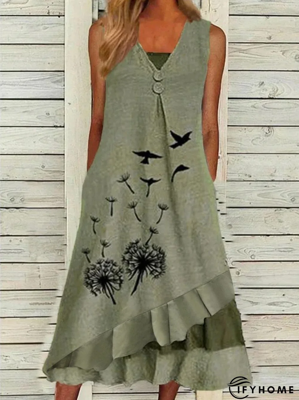 Dandelion Vacation Regular Fit Sleeveless Woven Dresses | IFYHOME