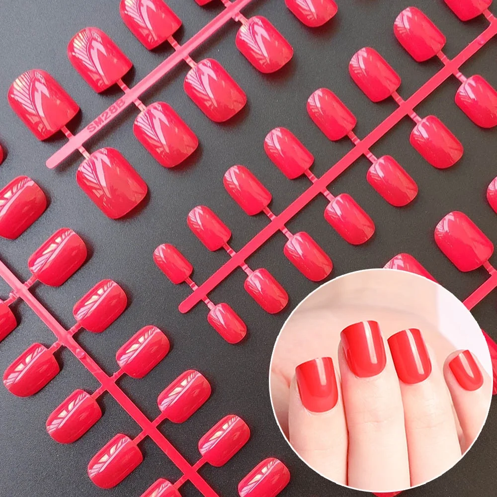 5 Sets Of 24 Pieces Per Unit Round Colored False Nails Tips Full Cover 10 Size Fake Nails For DIY Acrylic Press On Nail Tips-Nail Inspo