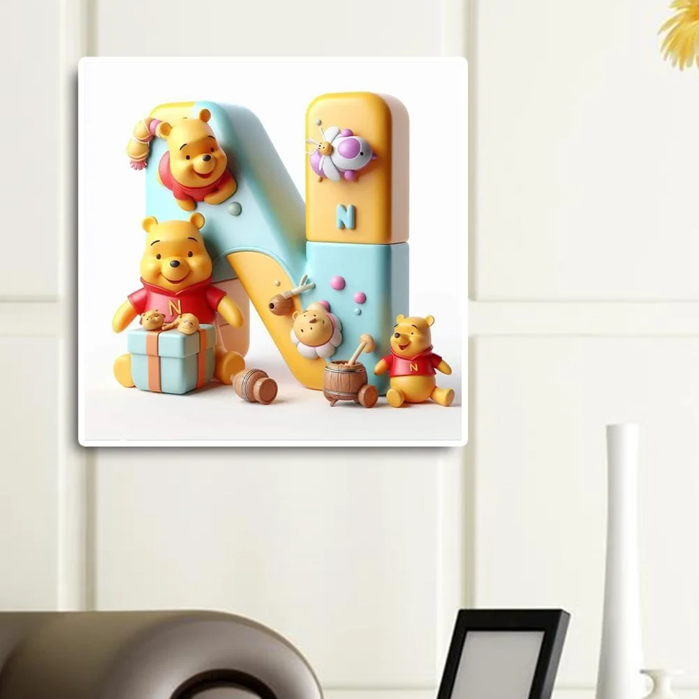 Full Round Diamond Painting 30*30cm - Winnie The Pooh'S 26 Letters N