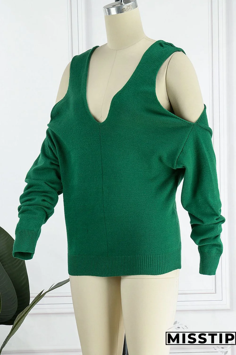 Green Casual Solid Hollowed Out Patchwork Halter Tops