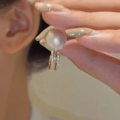 Pearl earrings (various wearing styles)