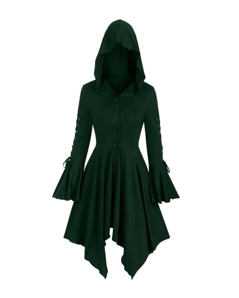 Halloween Party Cosplay Women Costume Medieval Cloak Hooded Dress Renaissance Gothic Vintage Dress