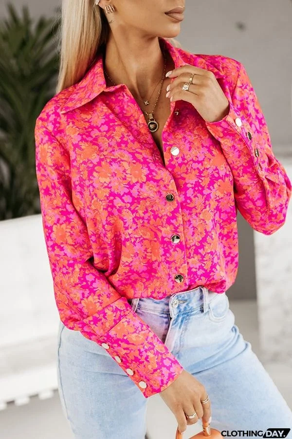 Promising Soul Printed Long Sleeve Shift Blouse