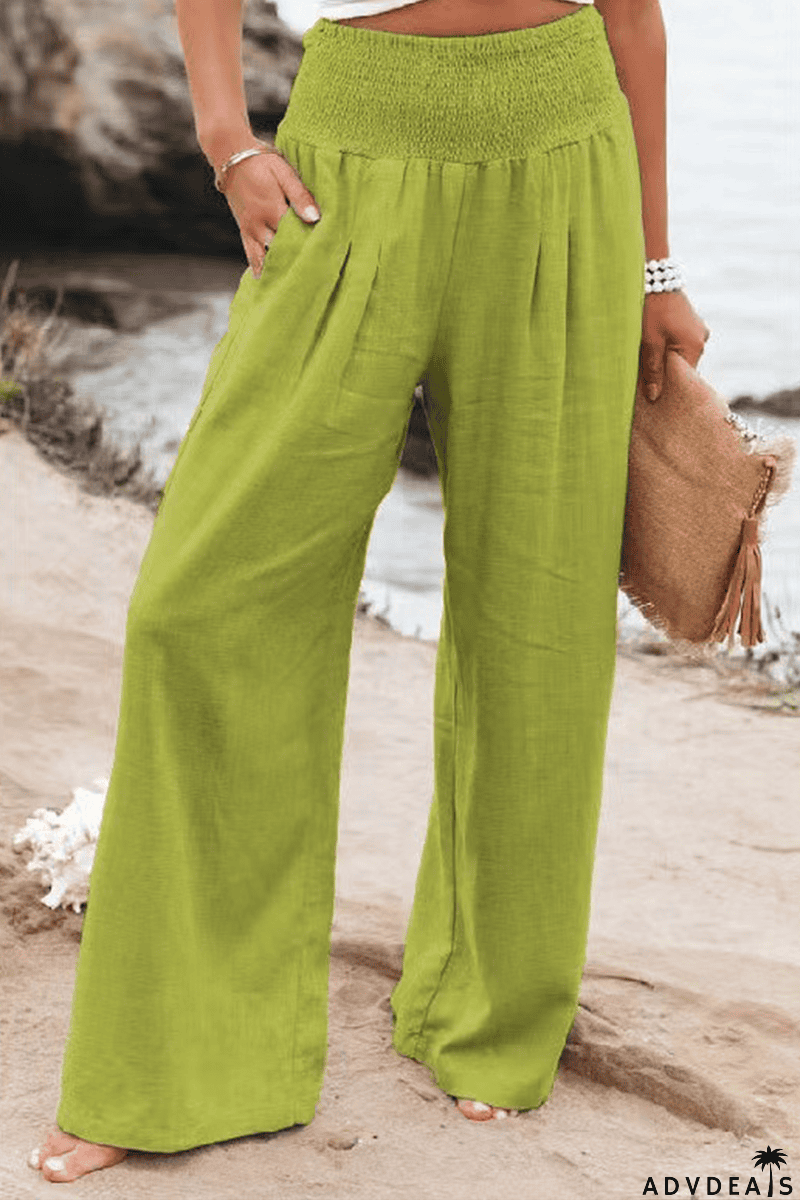 Casual High Waist Straight Solid Color Bottoms(8 Colors)